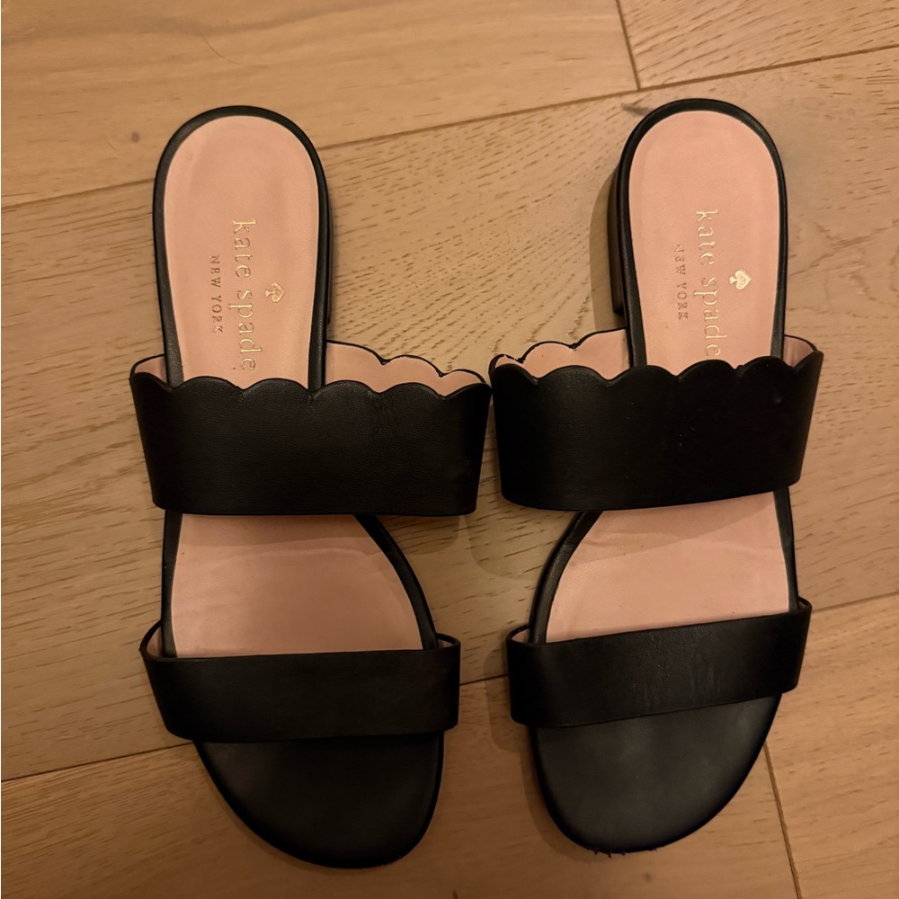 Kate spade Black Scalloped Slide Sandals - Picture 2 of 3